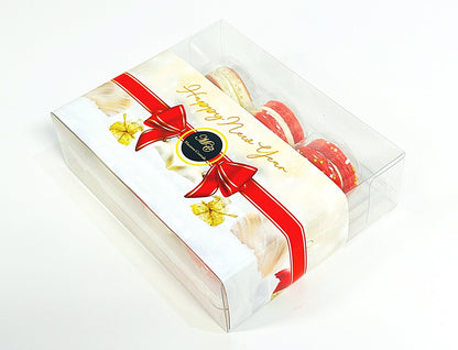 12 Pack Happy New Year Collection with Clear Gift Box | Red | Perfect for ringing in the New Year festivities - Macaron Centrale