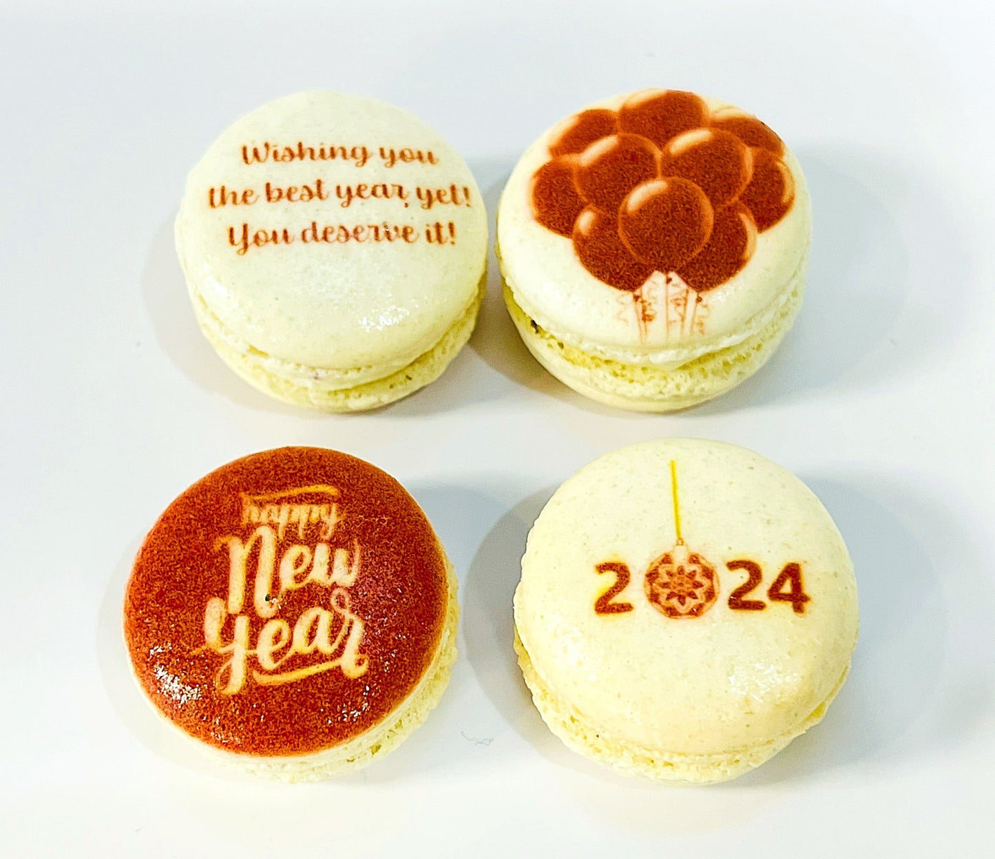 12 Pack Happy New Year Collection with Clear Gift Box | Red | Perfect for ringing in the New Year festivities - Macaron Centrale