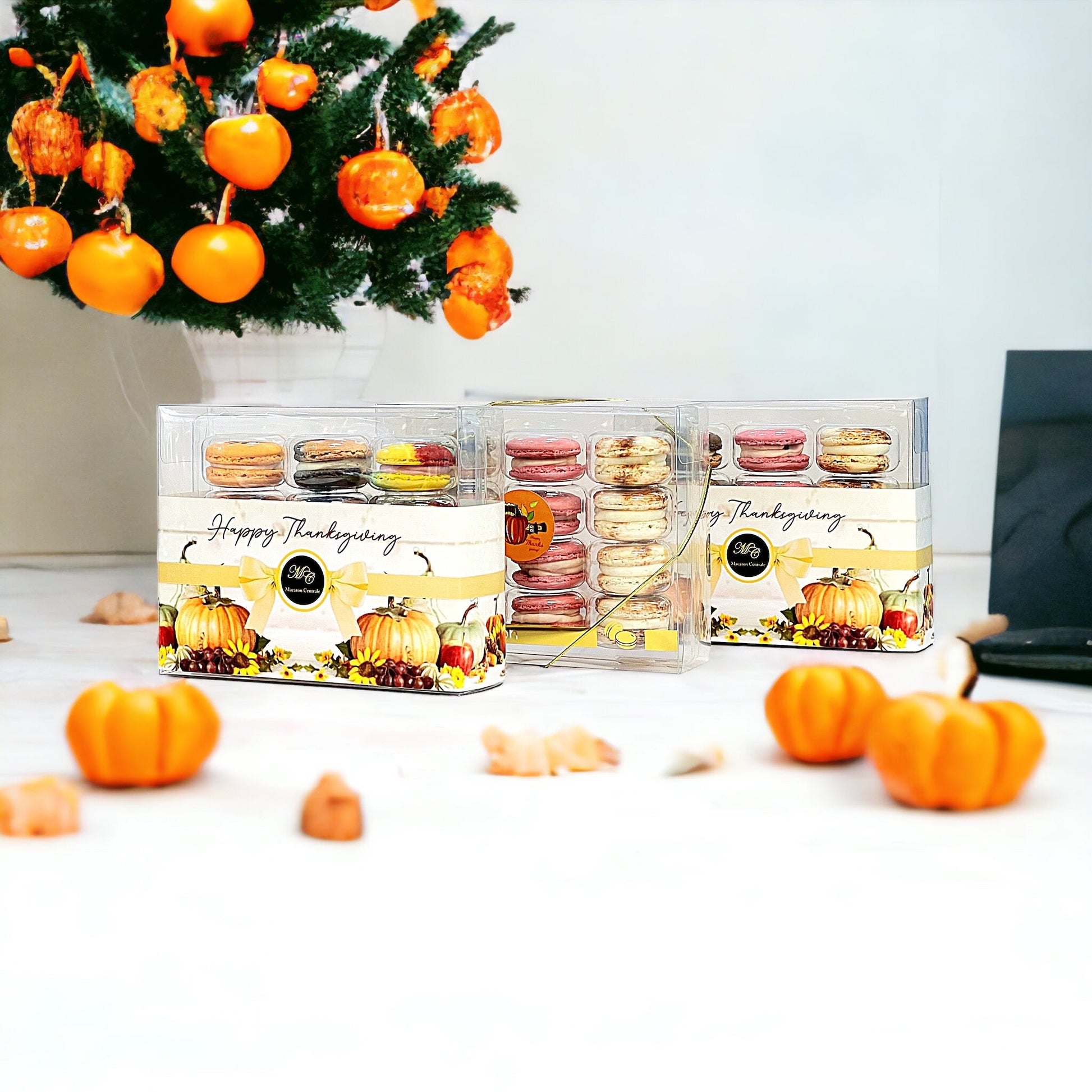 12 Pack Happy Thanksgiving Macaron Collection with Clear Gift Box | Choose Your Favorites - Macaron Centrale