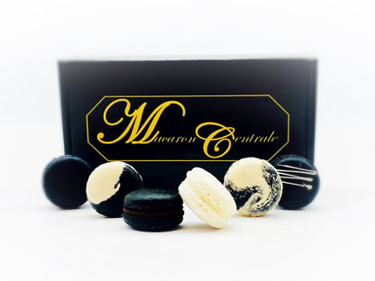 24 Pack Assorted Macaron, The Black Set | Great for any party, celebration. - Macaron Centrale