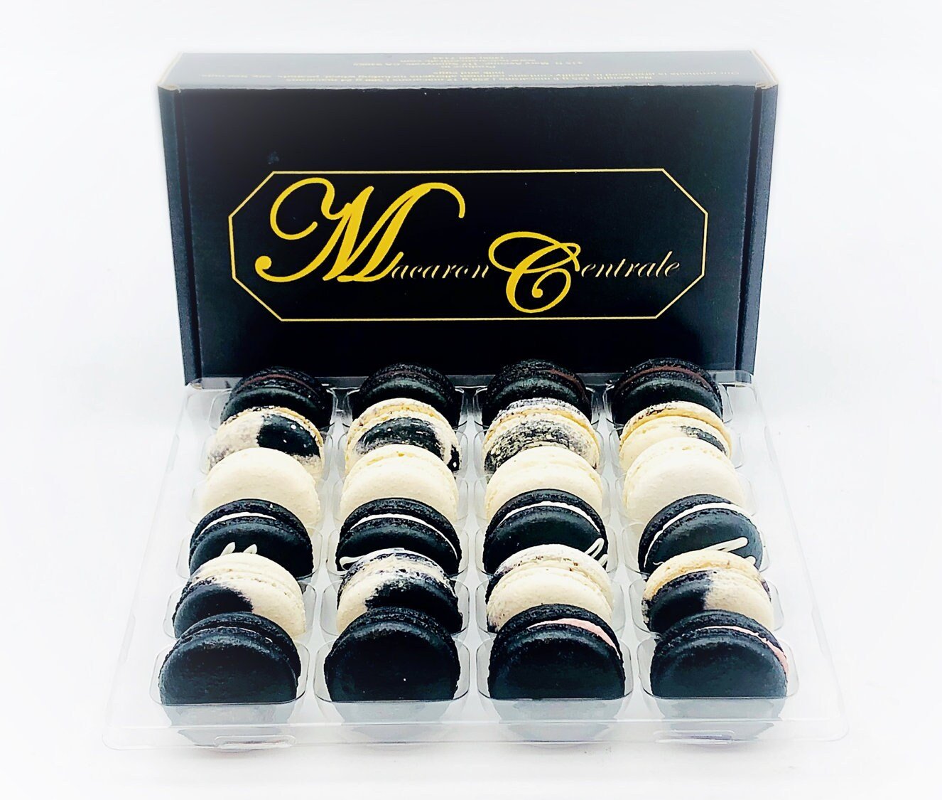 24 Pack Assorted Macaron, The Black Set | Great for any party, celebration. - Macaron Centrale