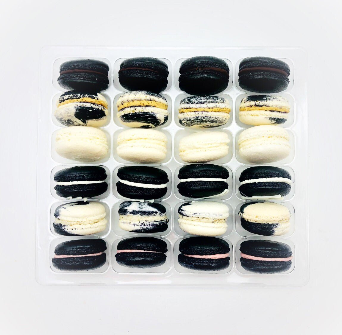 24 Pack Assorted Macaron, The Black Set | Great for any party, celebration. - Macaron Centrale