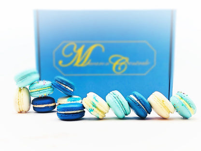 24 Pack Assorted Macaron, The Blue Set | Great for any party, celebration. - Macaron Centrale