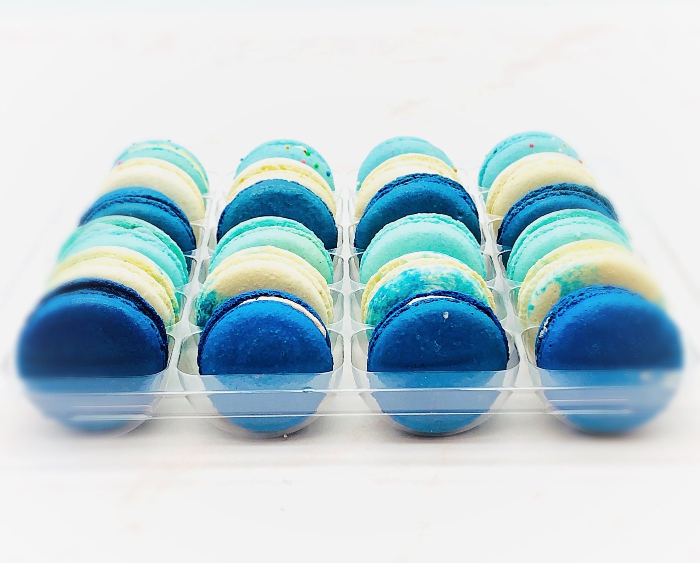 24 Pack Assorted Macaron, The Blue Set | Great for any party, celebration. - Macaron Centrale