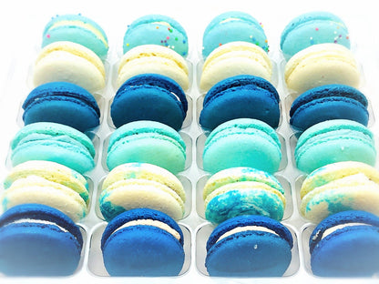 24 Pack Assorted Macaron, The Blue Set | Great for any party, celebration. - Macaron Centrale