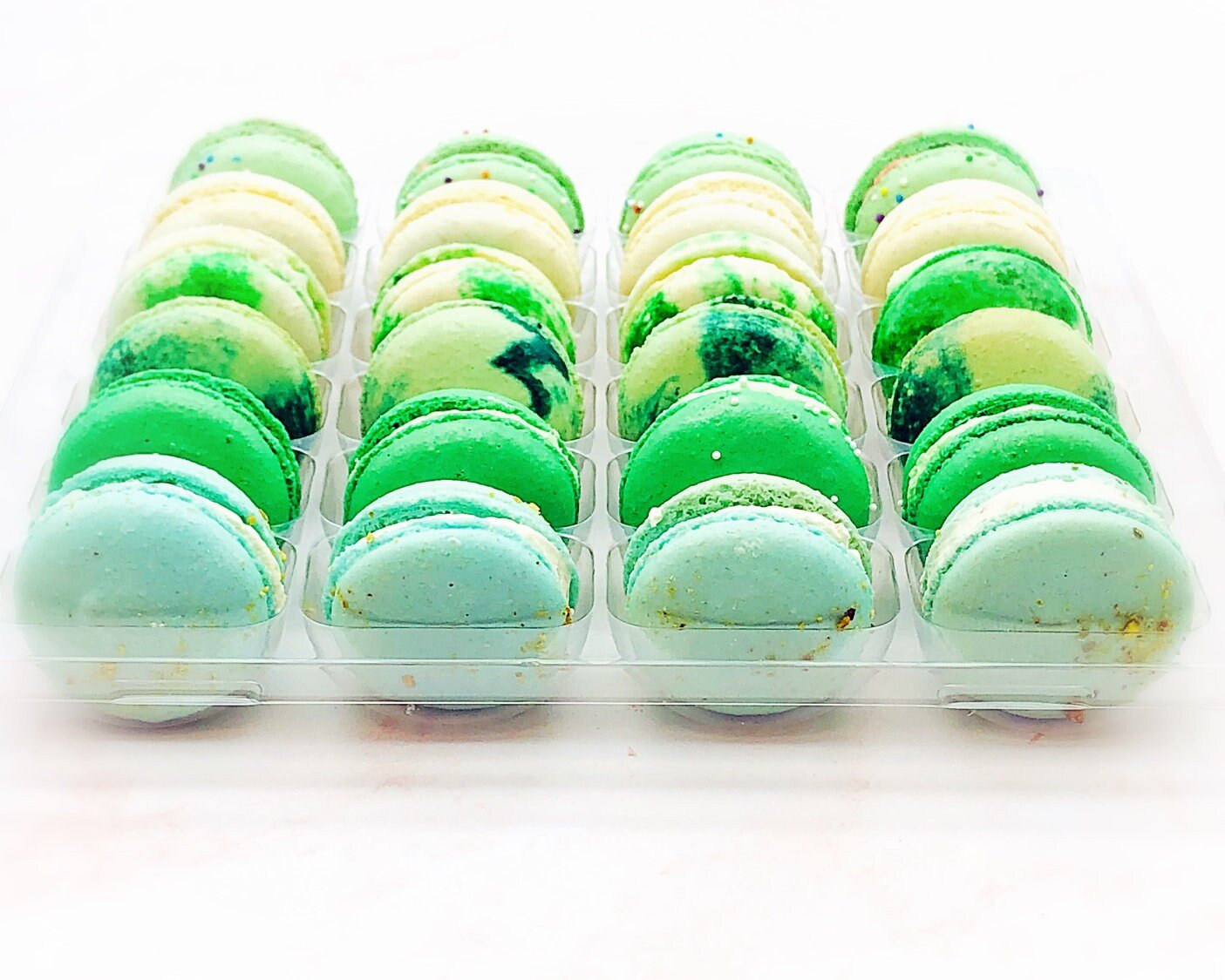 24 Pack Assorted Macaron, The Green Set | Great for any party, celebration. - Macaron Centrale