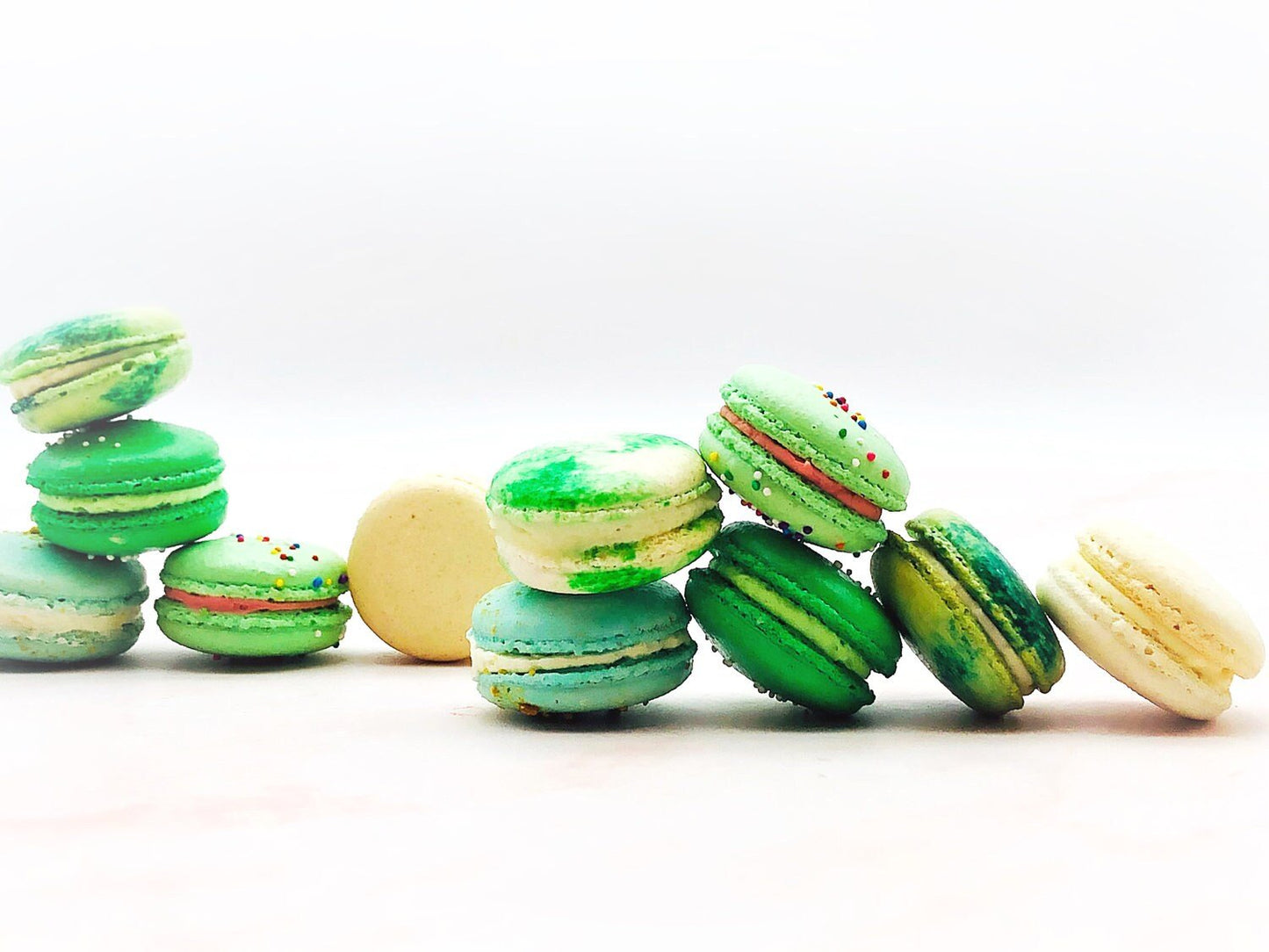 24 Pack Assorted Macaron, The Green Set | Great for any party, celebration. - Macaron Centrale