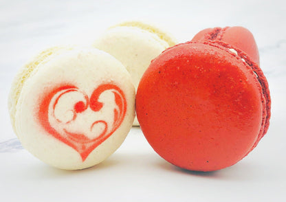 24 Pack Valentines Inspired Macarons. - Macaron CentraleNoneVanilla + Raspberry