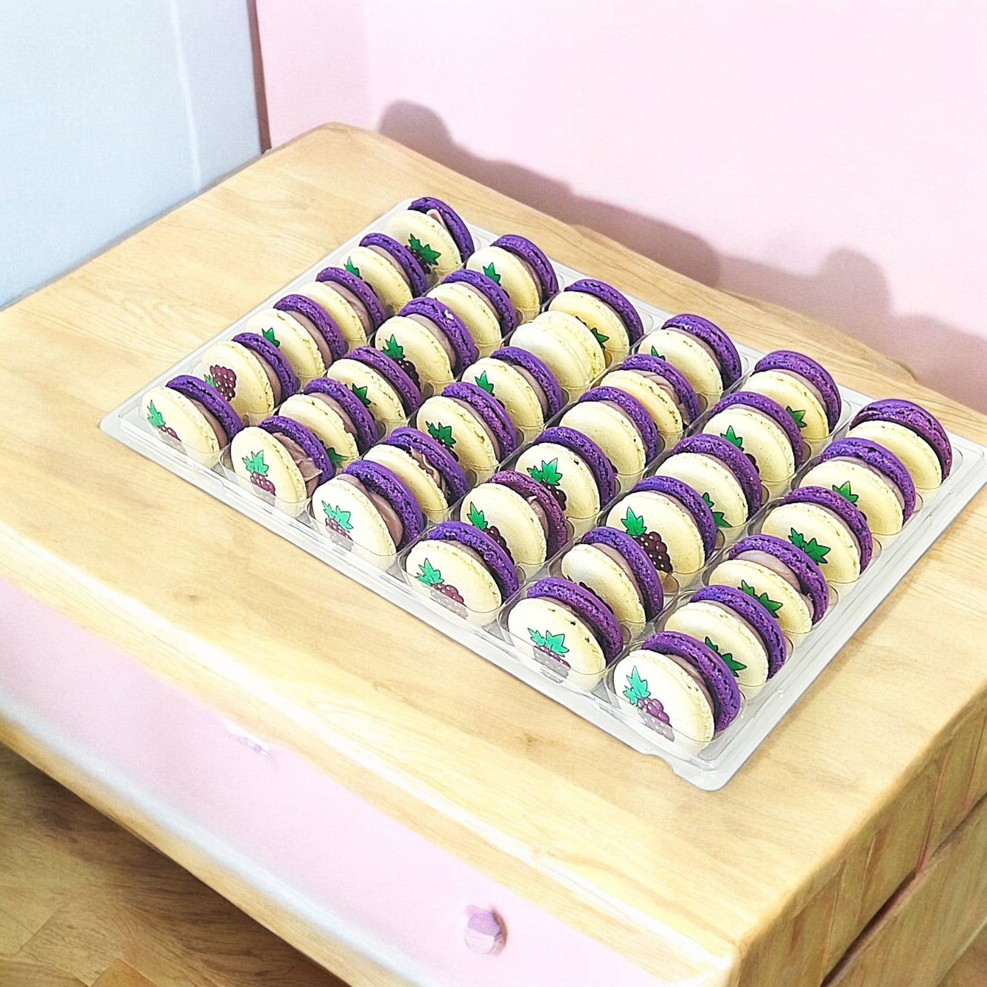 36 Pack Grape Chocolate Ganache French Macarons - Macaron Centrale