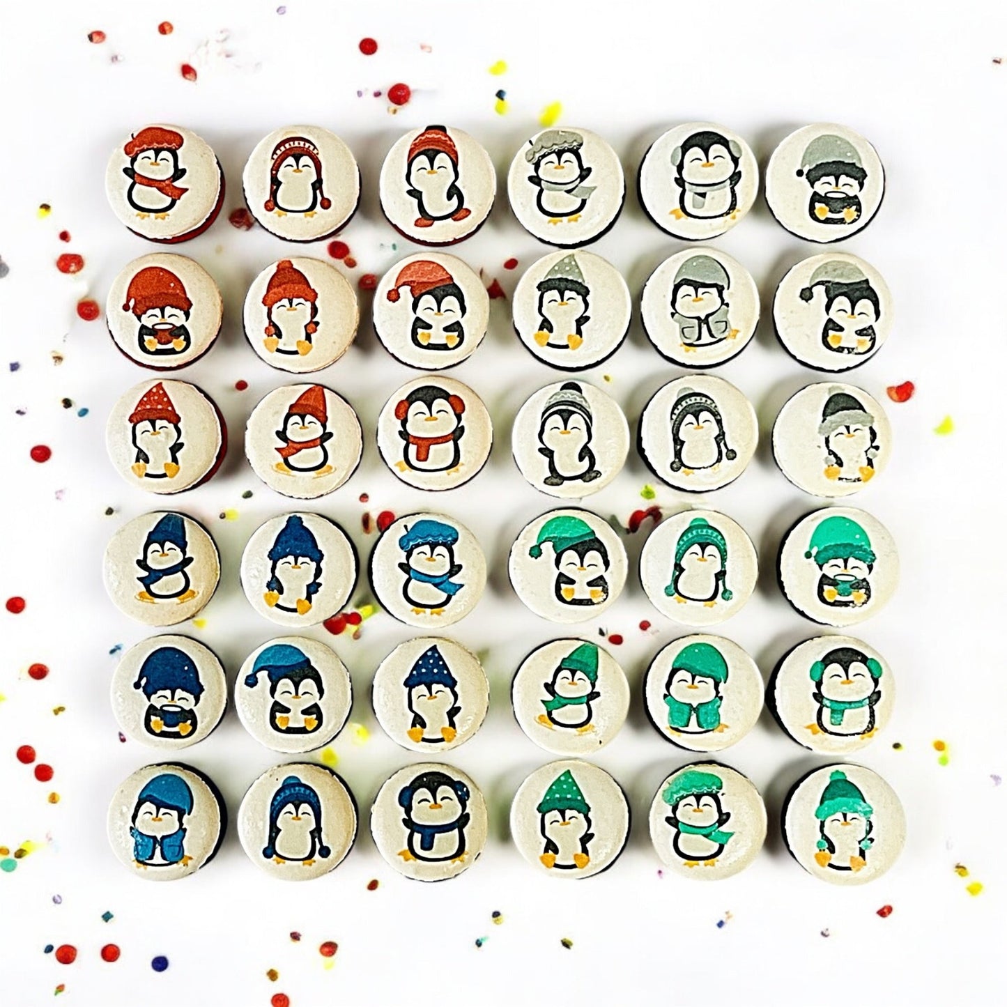 36 Pack Penguin Winter Vibe Macaron Set - Macaron CentraleFall