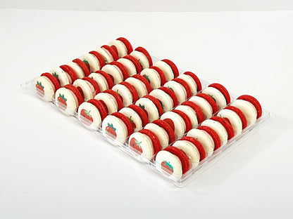 36 Pack Strawberry Chocolate French Macarons - Macaron Centrale