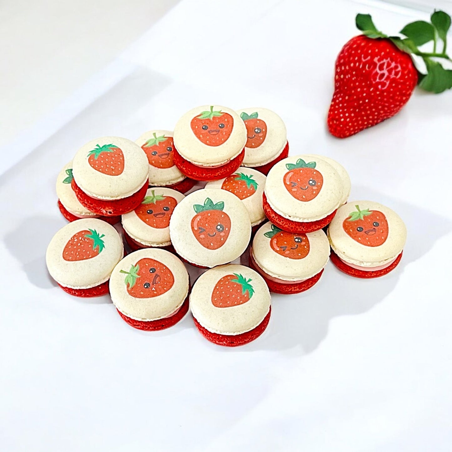 36 Pack Strawberry Chocolate French Macarons - Macaron Centrale