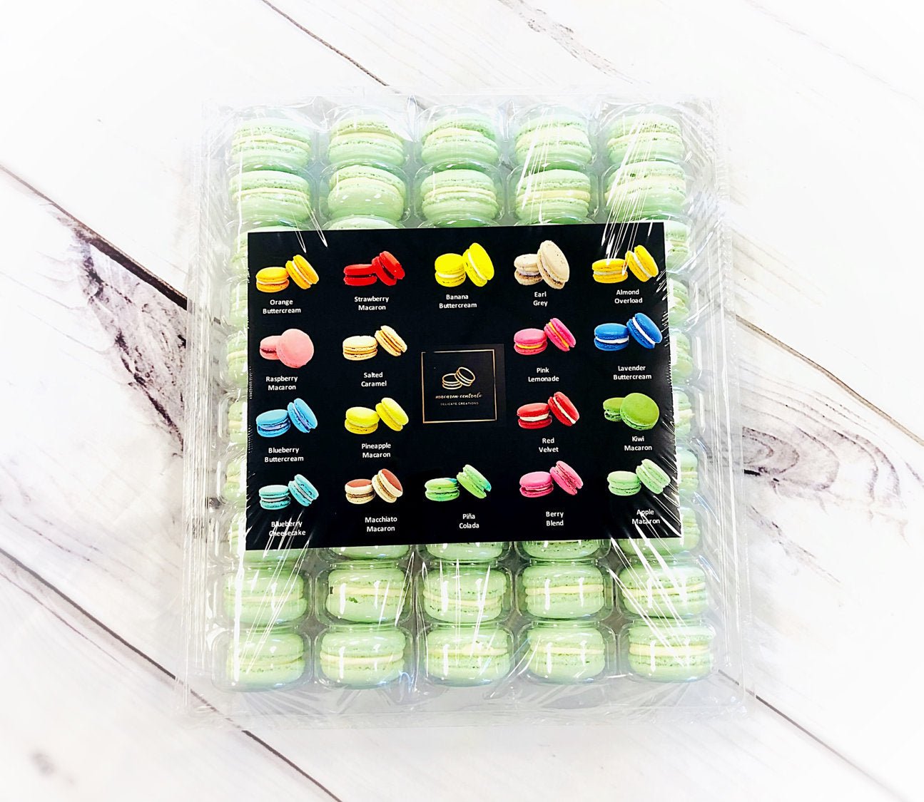 50 Pack Apple Chocolate Buttercream French Macaron Value Pack (Light Green) - Macaron Centrale