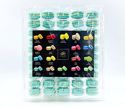 50 Pack Blue Rainbow French Macaron Value Pack - Macaron Centrale