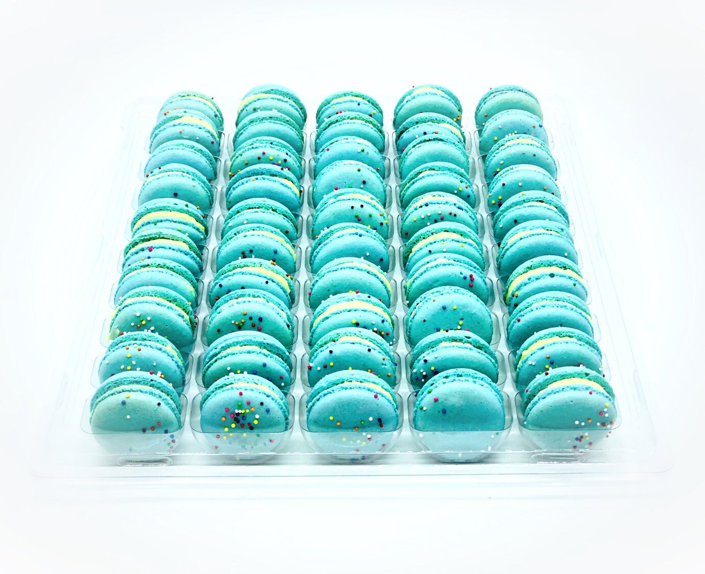 50 Pack Blue Rainbow French Macaron Value Pack - Macaron Centrale