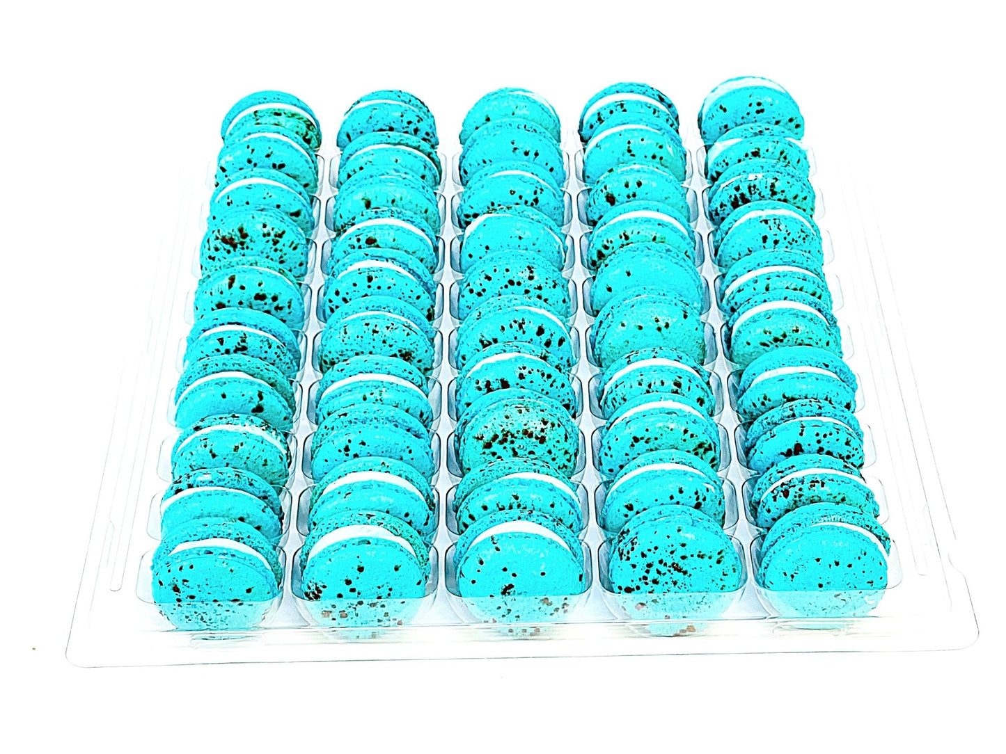 50 Pack blue raspberry and white chocolate French macaron value pack - Macaron Centrale