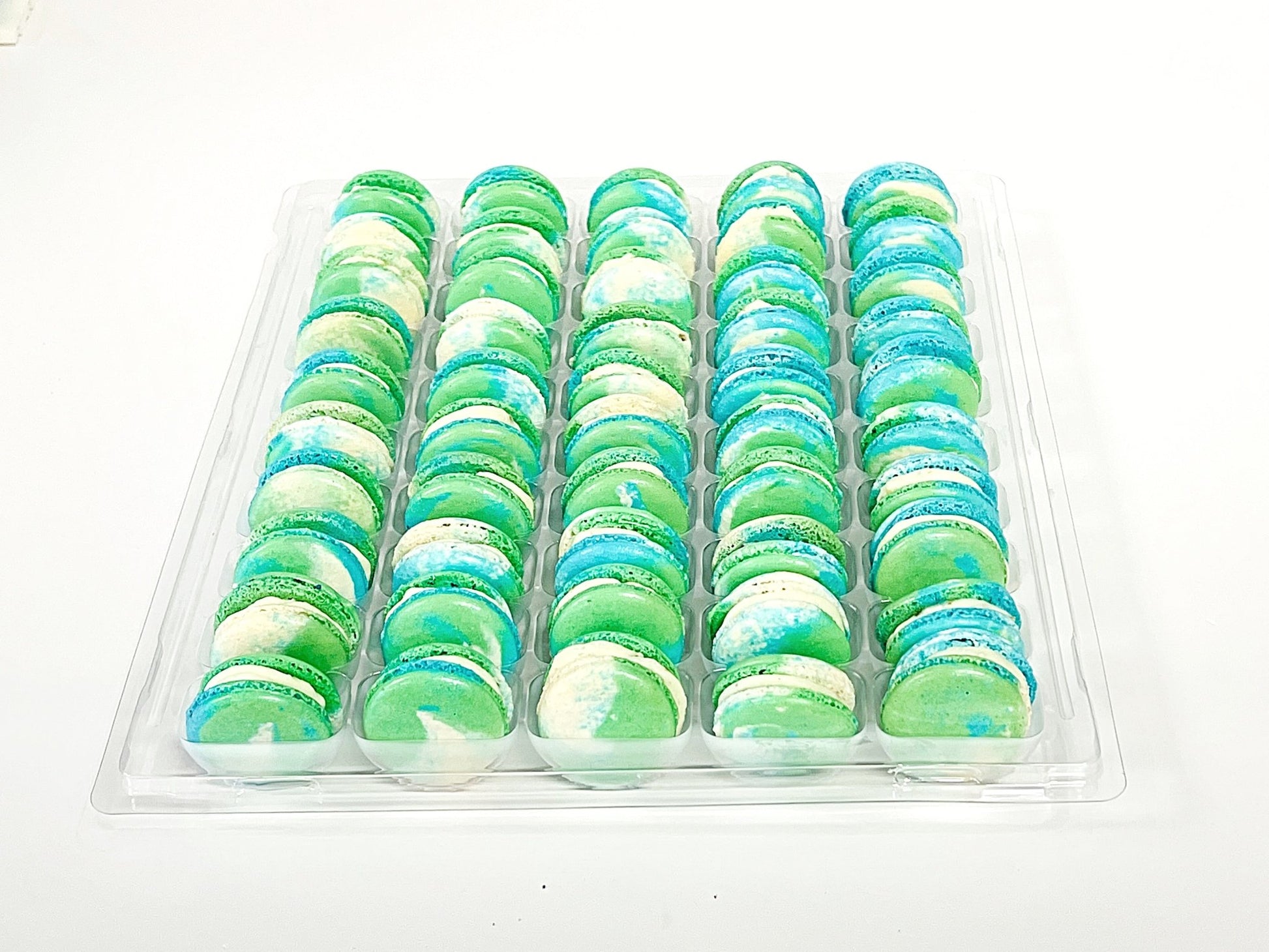 50 Pack Blueberry Pistachio French Macarons Value Pack - Macaron Centrale