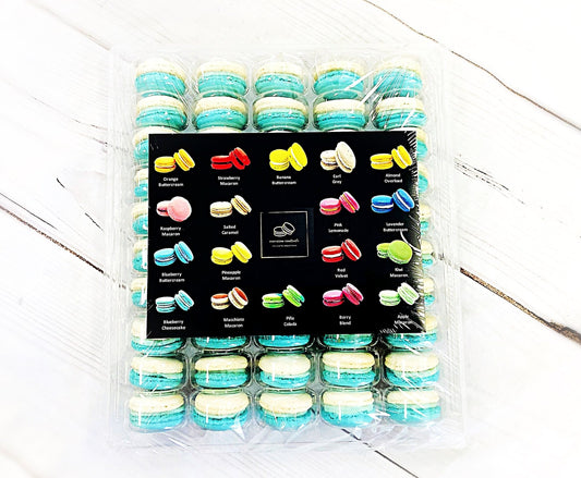 50 Pack Blueberry White Chocolate Ganache French Macaron Value Pack - Macaron Centrale