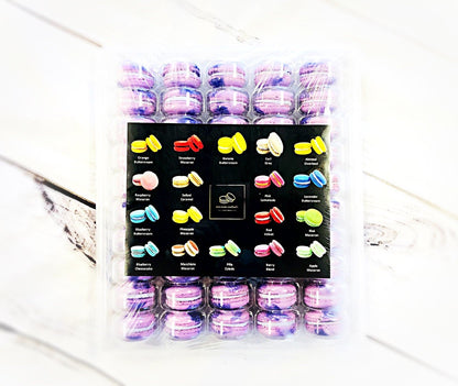 50 Pack Butterfly Pea French Macaron Value Pack - Macaron Centrale