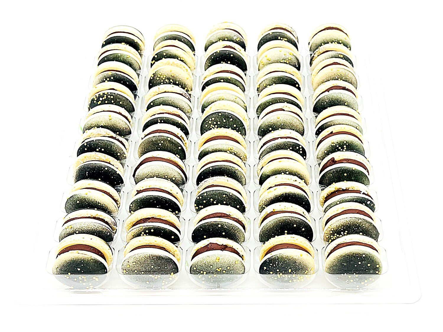 50 Pack Dark Chocolate Milk Jam French Macaron Value Pack - Macaron Centrale