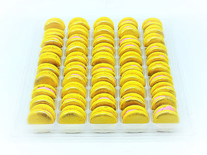 50 Pack Gold Raspberry French Macaron Value Pack - Macaron Centrale