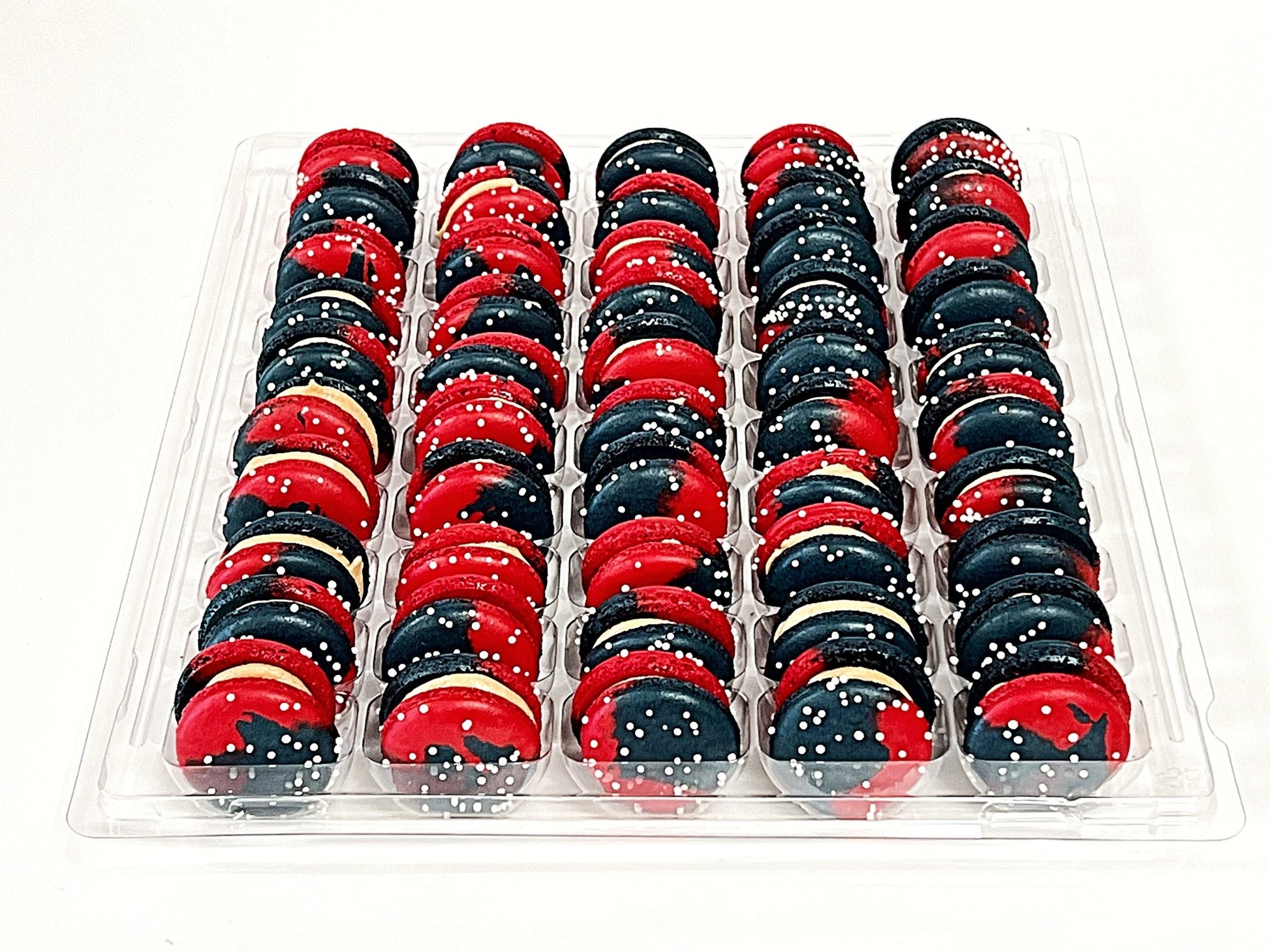 50 Pack Patriotic Caramel | Red, Navy Blue & White - Macaron Centrale