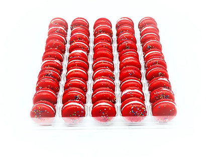 50 Pack Red Rainbow French Macaron Value Pack - Macaron Centrale