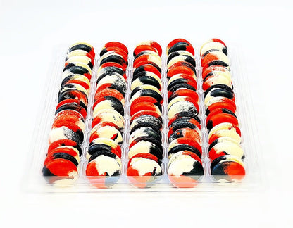 50 Pack Rocky Road | Red, Navy Blue & White - Macaron Centrale