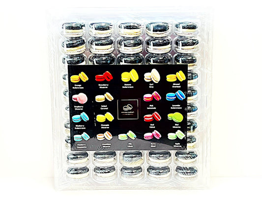 50 Pack White Chocolate and Blackberry French Macaron Value Pack - Macaron Centrale