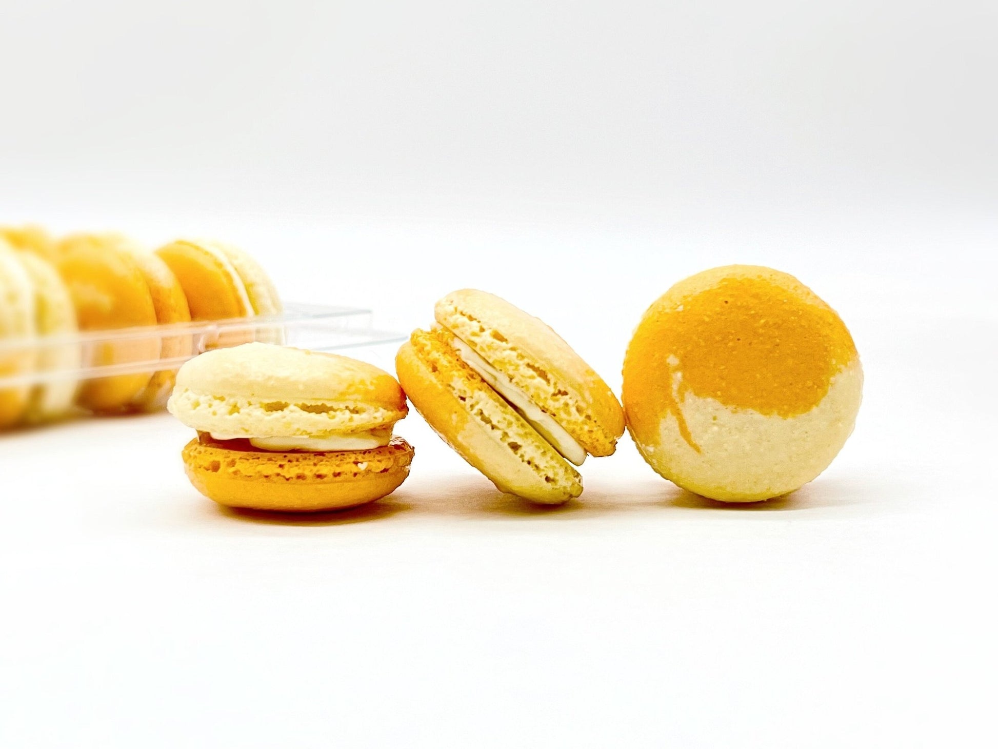 50 Pack White Chocolate Apricot French Macaron Value Pack - Macaron Centrale