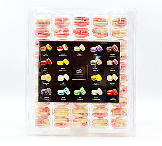 50 Pack White Chocolate Berries French Macaron Value Pack - Macaron Centrale