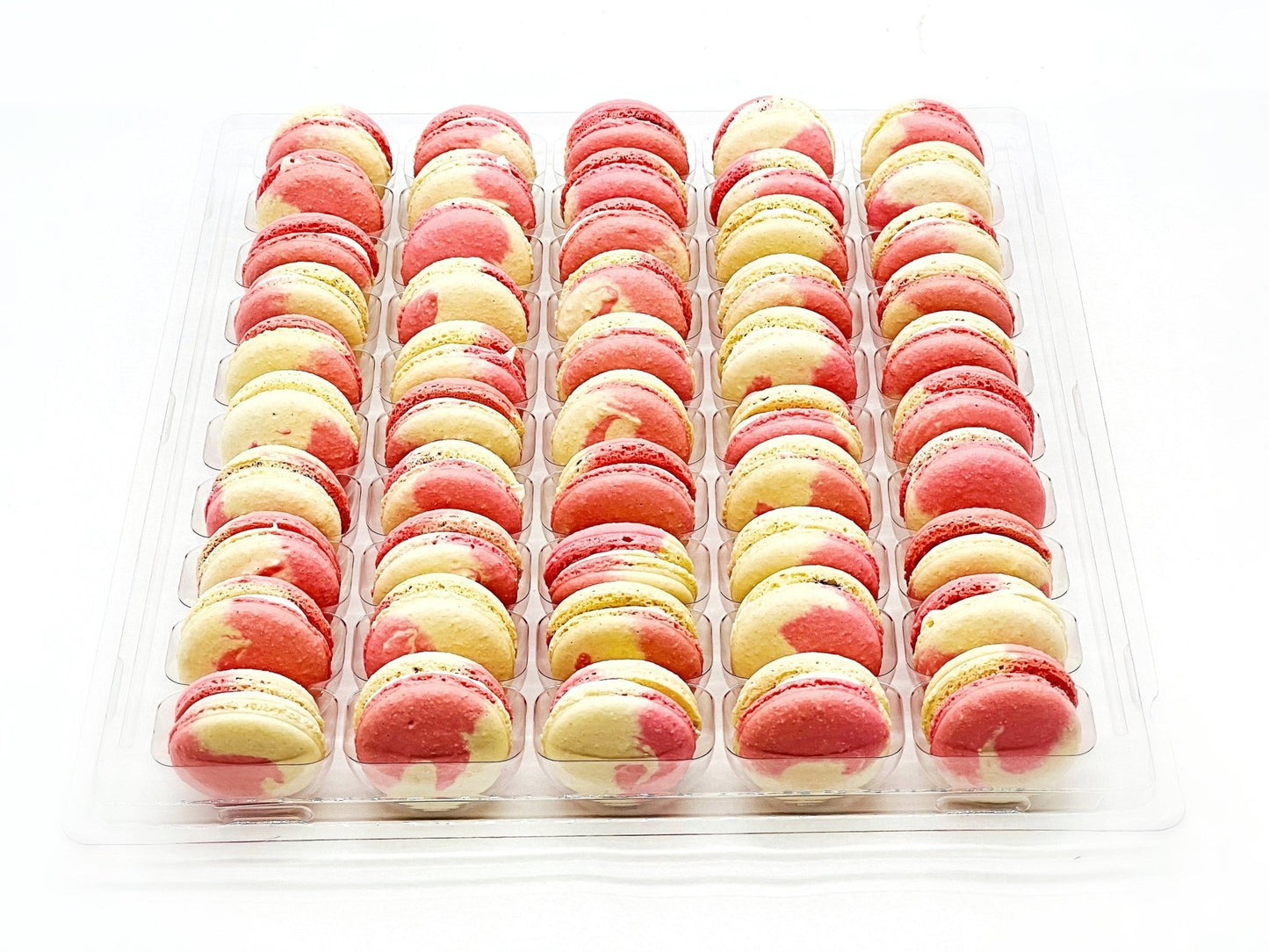 50 Pack White Chocolate Berries French Macaron Value Pack - Macaron Centrale