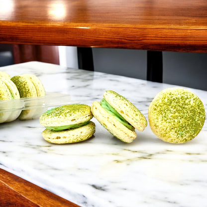 6 Nutty Matcha Caramel French Macarons - Macaron Centrale