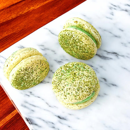 6 Nutty Matcha Caramel French Macarons - Macaron Centrale