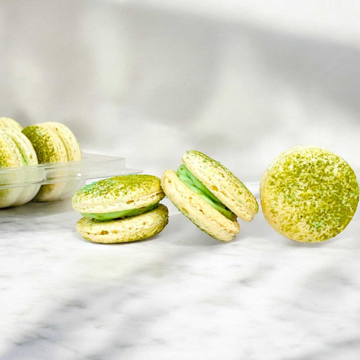 6 Nutty Matcha Caramel French Macarons - Macaron Centrale