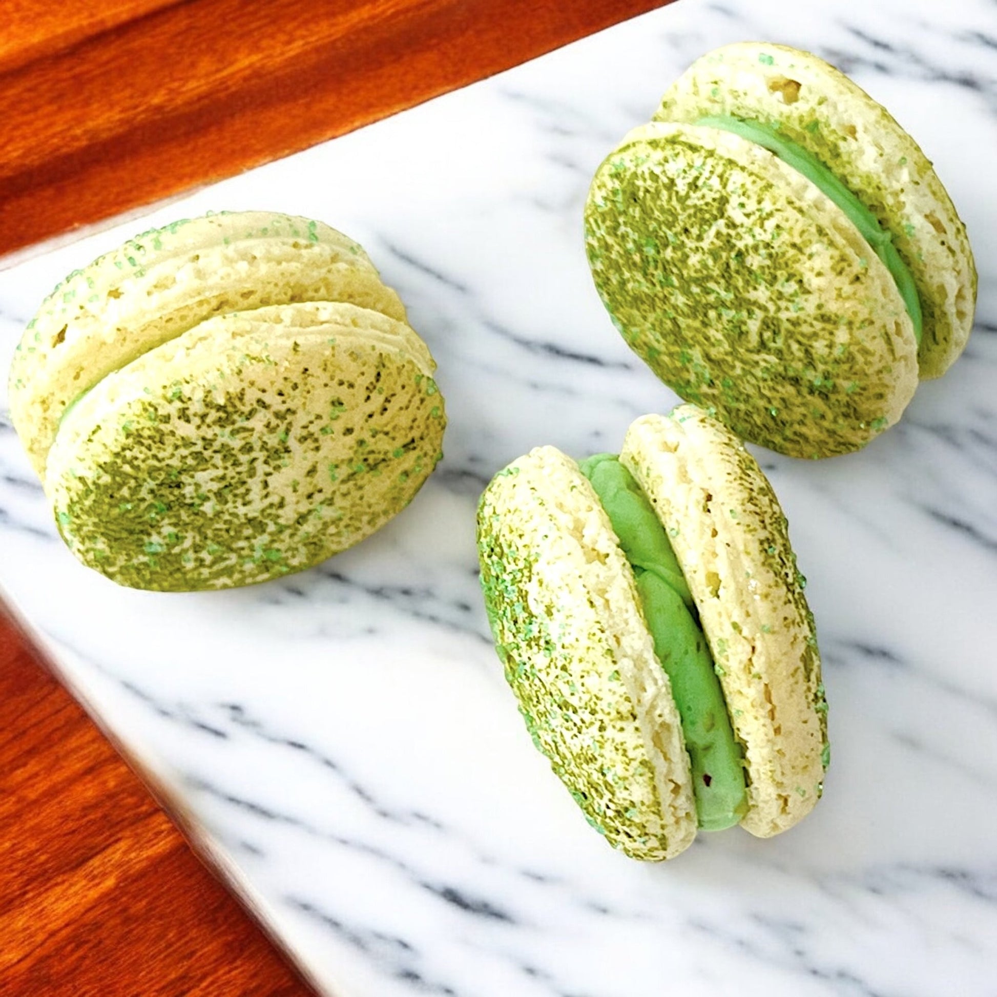 6 Nutty Matcha Caramel French Macarons - Macaron Centrale