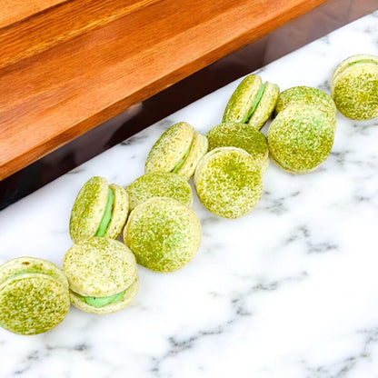 6 Nutty Matcha Caramel French Macarons - Macaron Centrale