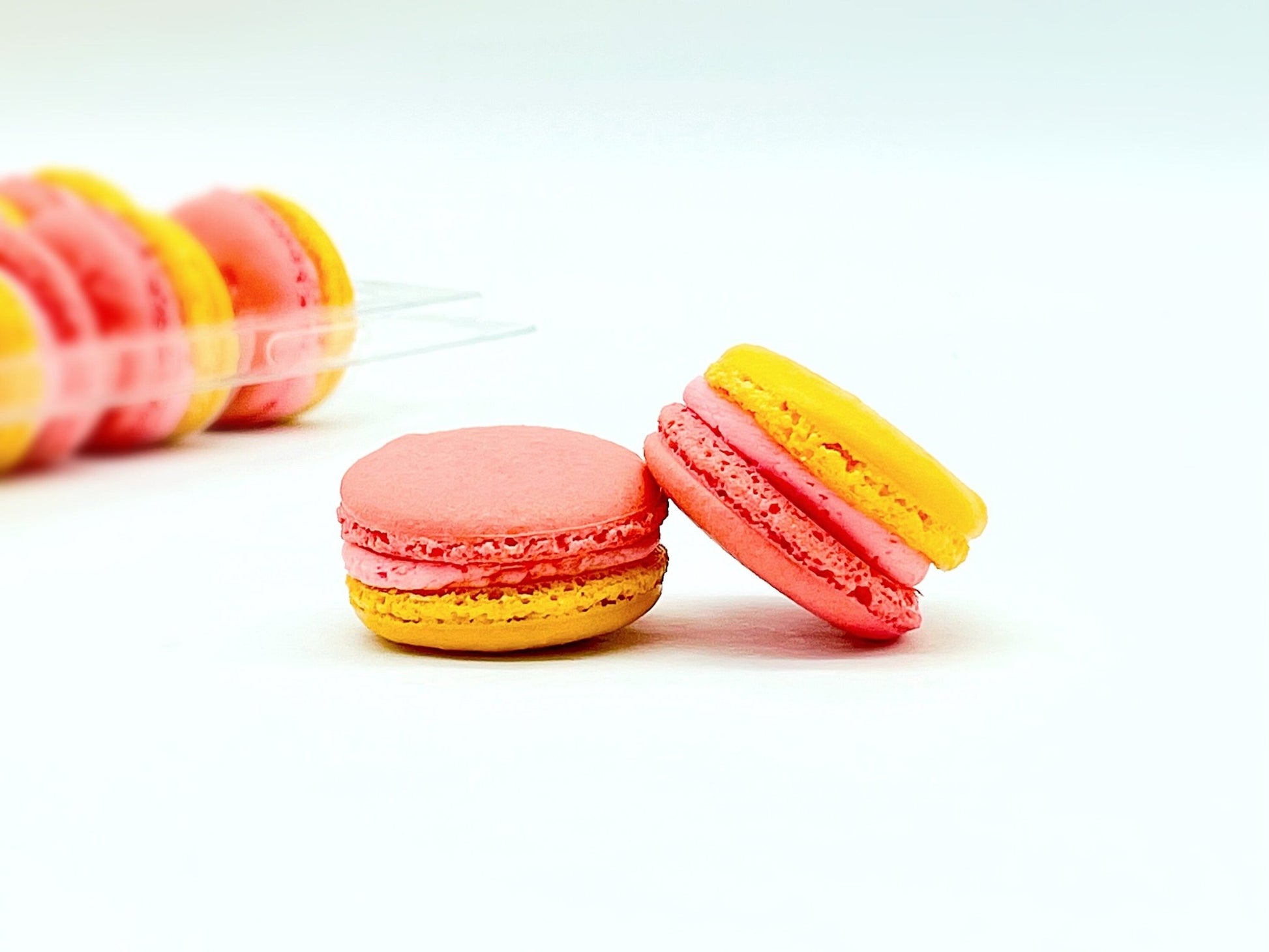 6 Pack Apricot - Raspberry French Macarons - Macaron Centrale