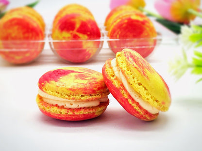 6 Pack Assorted Macarons | Orange Cream, Peach'n Cream, Straw - Cherry Macarons - Macaron Centrale