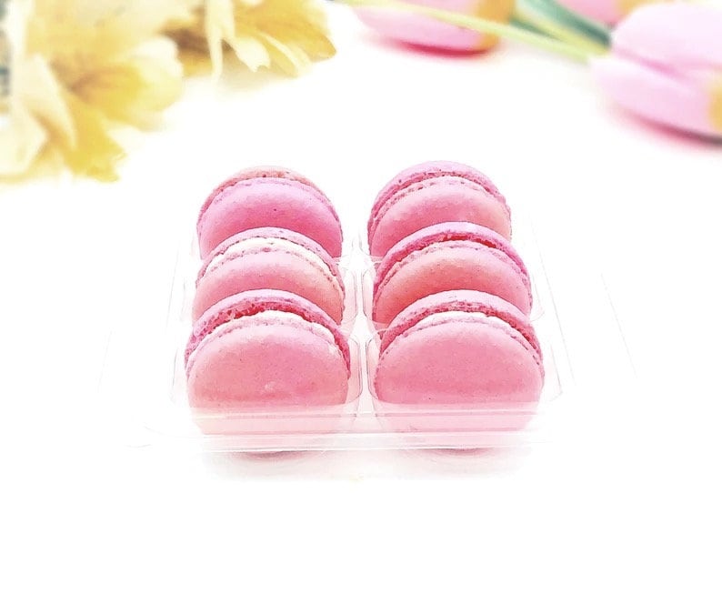 6 Pack light pink macarons | raspberry white chocolate buttercream macaron. - Macaron Centrale