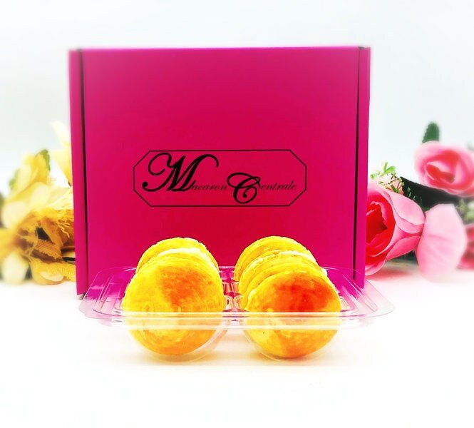 6 Pack peach'n cream macarons | ideal for celebratory events. - Macaron Centrale