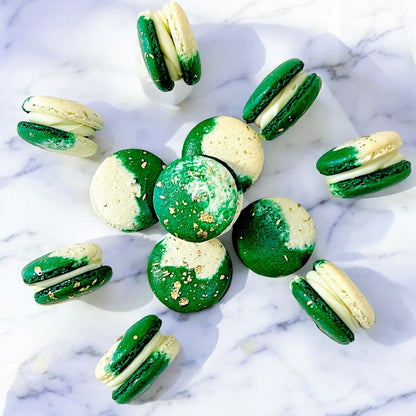 6 White Chocolate Shamrock French Macarons - Macaron Centrale