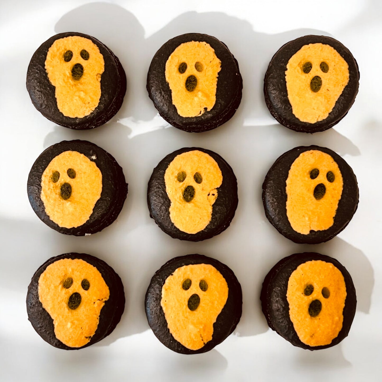 Orange Ghost Macarons – Halloween Special with Customizable Flavors