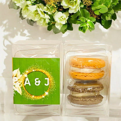 Customizable Macaron Favor Gift Box - Woodland Sunset Design