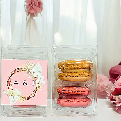 Customizable Macaron Favor Gift Box - Caramel Rose Design