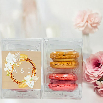 Customizable Macaron Favor Gift Box - Caramel Rose Design