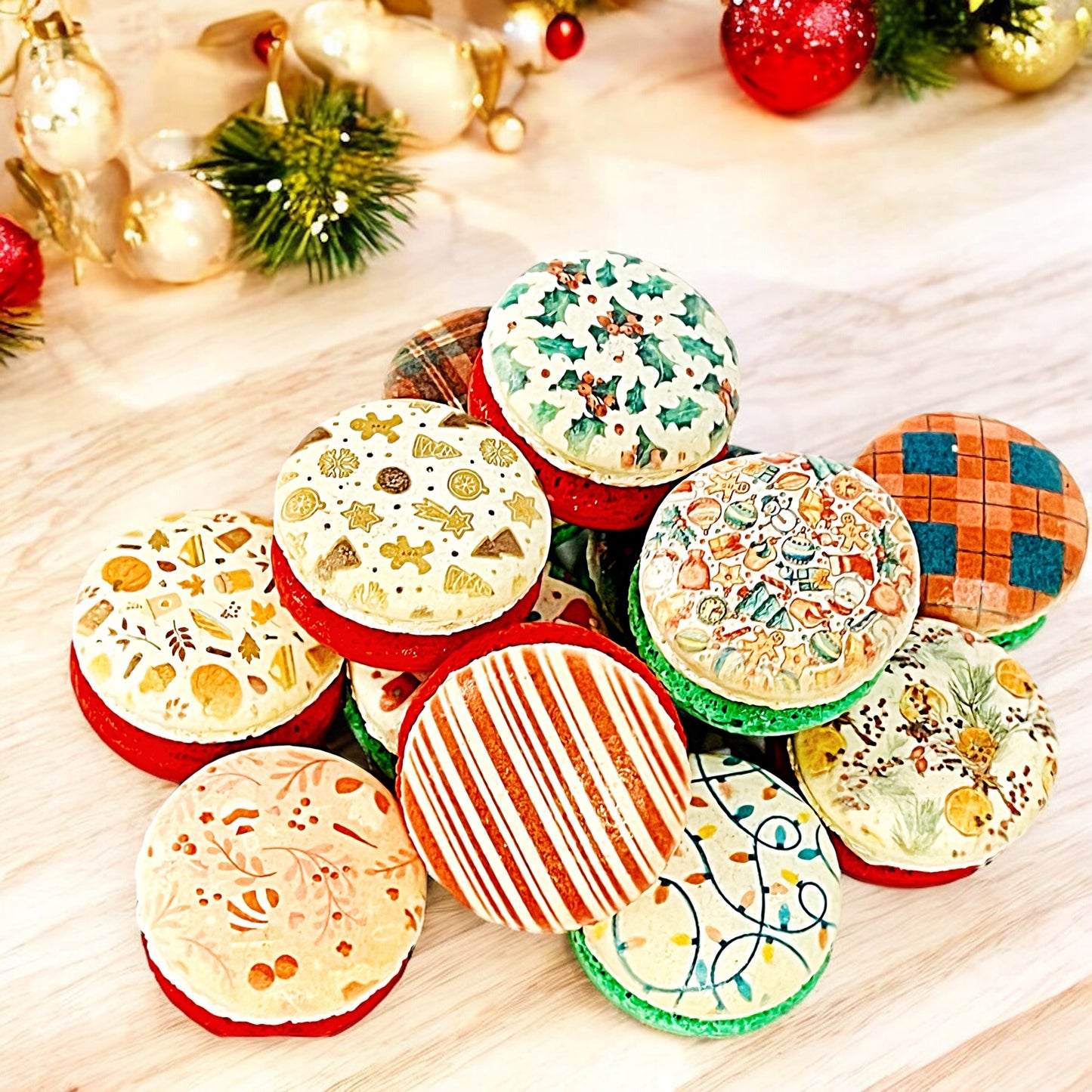 Holiday Spirit Macaron Collection - Gift Wrapping Paper Design