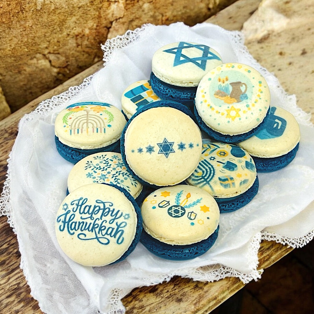 Happy Hanukkah Classic Macaron Set - 12 Pack