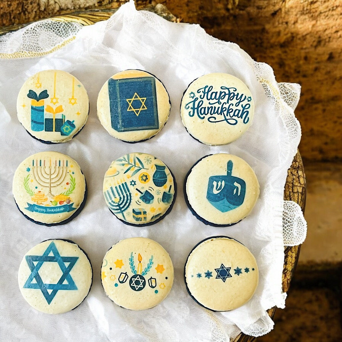 Happy Hanukkah Classic Macaron Set - 12 Pack