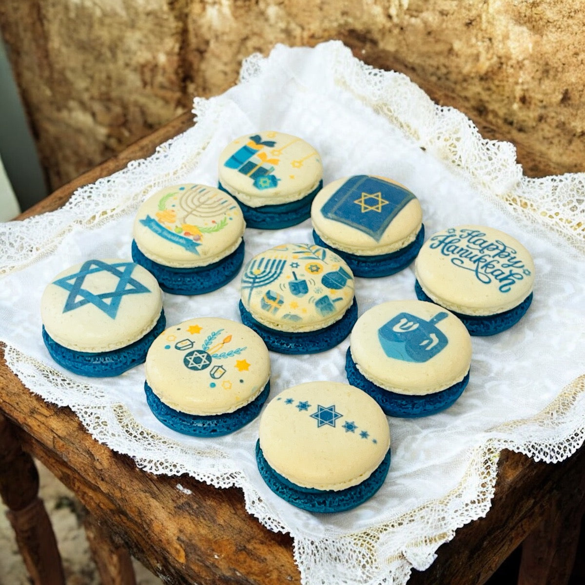 Happy Hanukkah Classic Macaron Set - 12 Pack